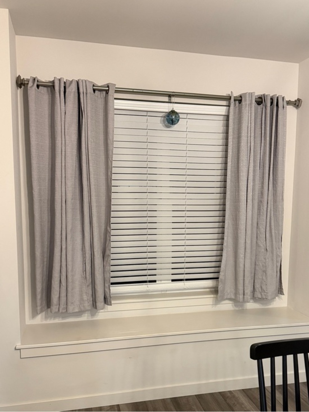 Linen look Neutral Gray Grommet Curtain Panels -set of 4 55x63”